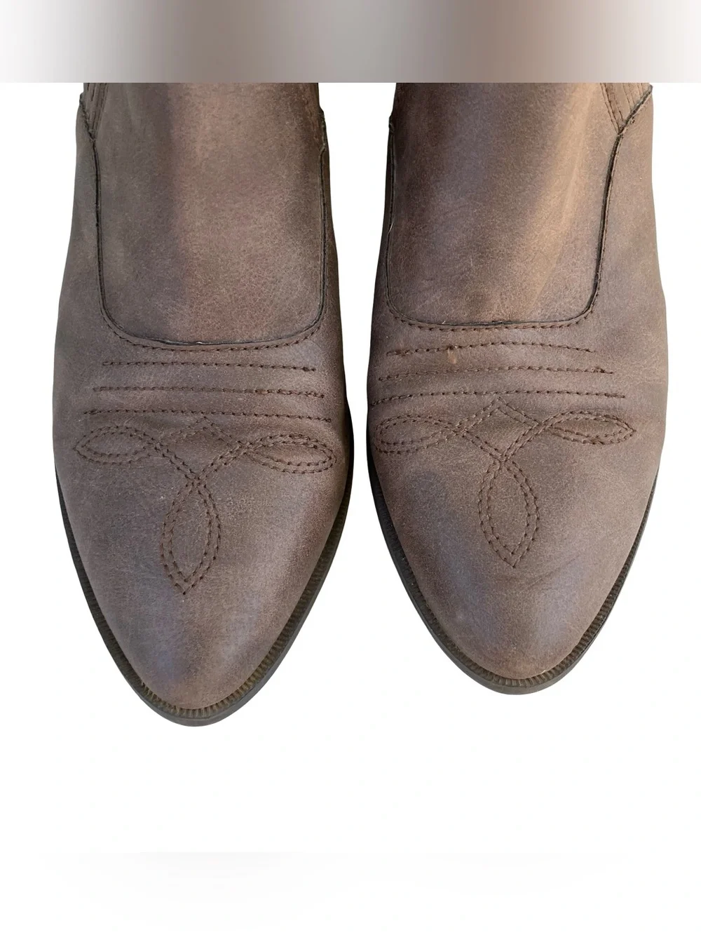 Sam & Libby Brown Soft Leather Ankle Boots Western Women Size 8 Pointed Toe READ